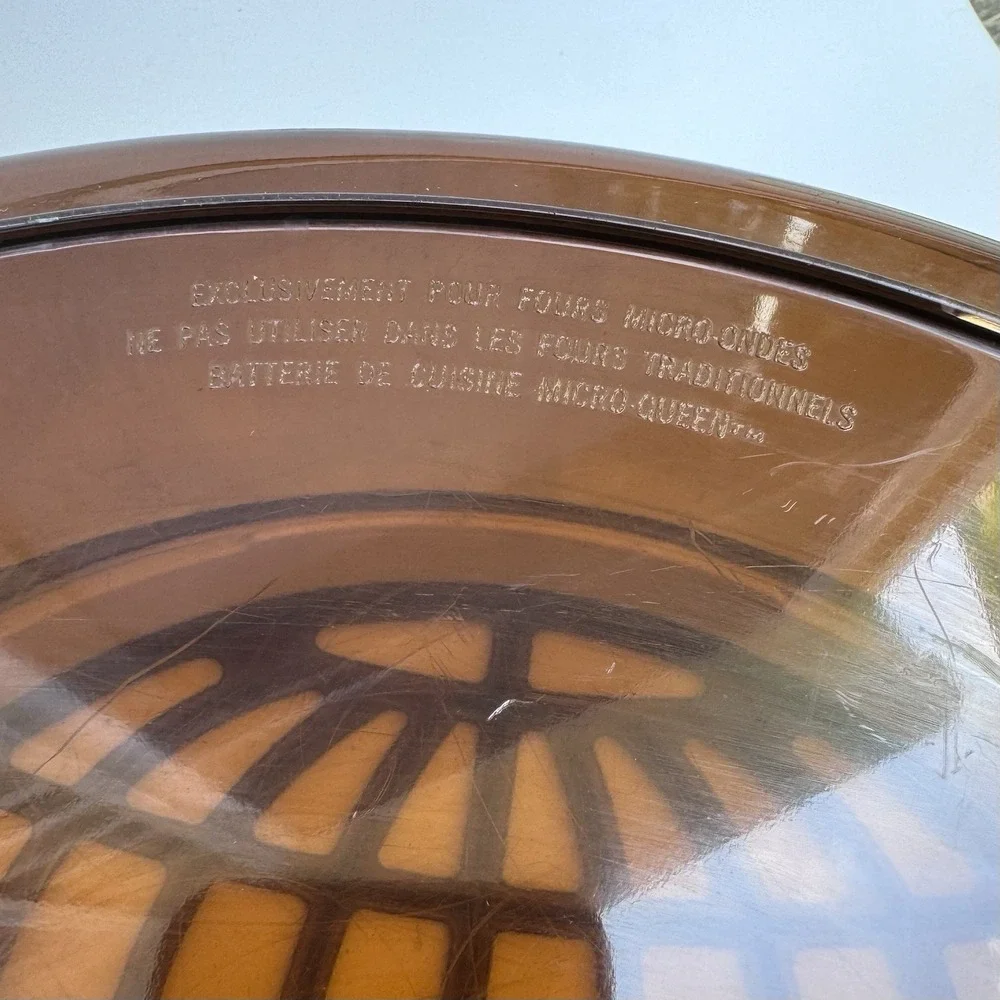 Vtg 1980 Amway Microwave Roaster Micro-Queen Cookware Oval 3-Piece Set (A30)